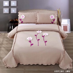 Solid Microfiber Fashion Flower BEDCOVER  BEDSPREAD